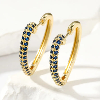 1 Pair Sweet Heart Shape Plating Inlay Copper Zircon Gold Plated Hoop Earrings