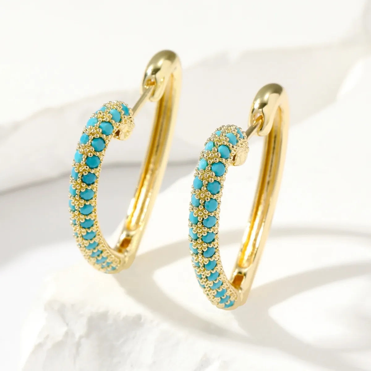 1 Pair Sweet Heart Shape Plating Inlay Copper Zircon Gold Plated Hoop Earrings