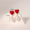 1 Pair Sweet Heart Shape Plating Inlay Imitation Pearl Copper Rhinestones 18k Gold Plated Drop Earrings