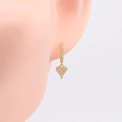 1 Pair Sweet Heart Shape Plating Inlay Sterling Silver Zircon Gold Plated Earrings