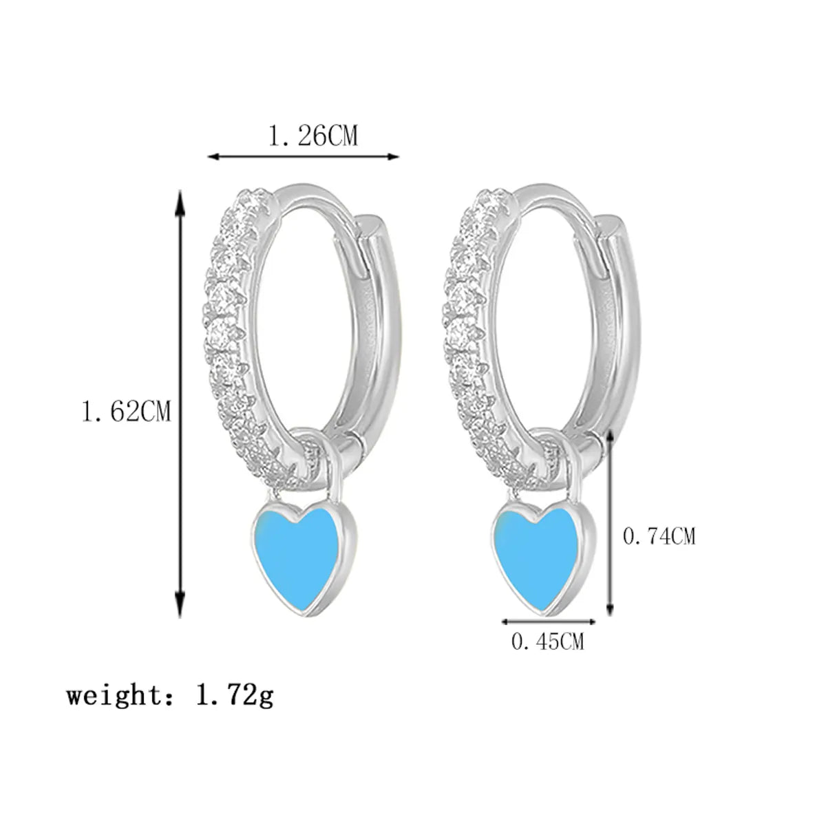 1 Pair Sweet Heart Shape Plating Inlay Sterling Silver Zircon Silver Plated Drop Earrings