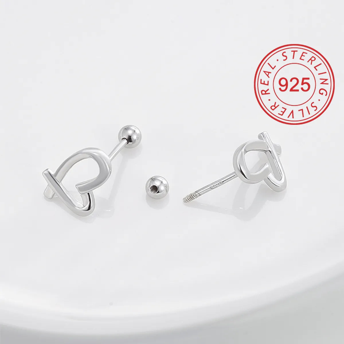 1 Pair Sweet Heart Shape Plating Inlay Sterling Silver Zircon Silver Plated Ear Studs