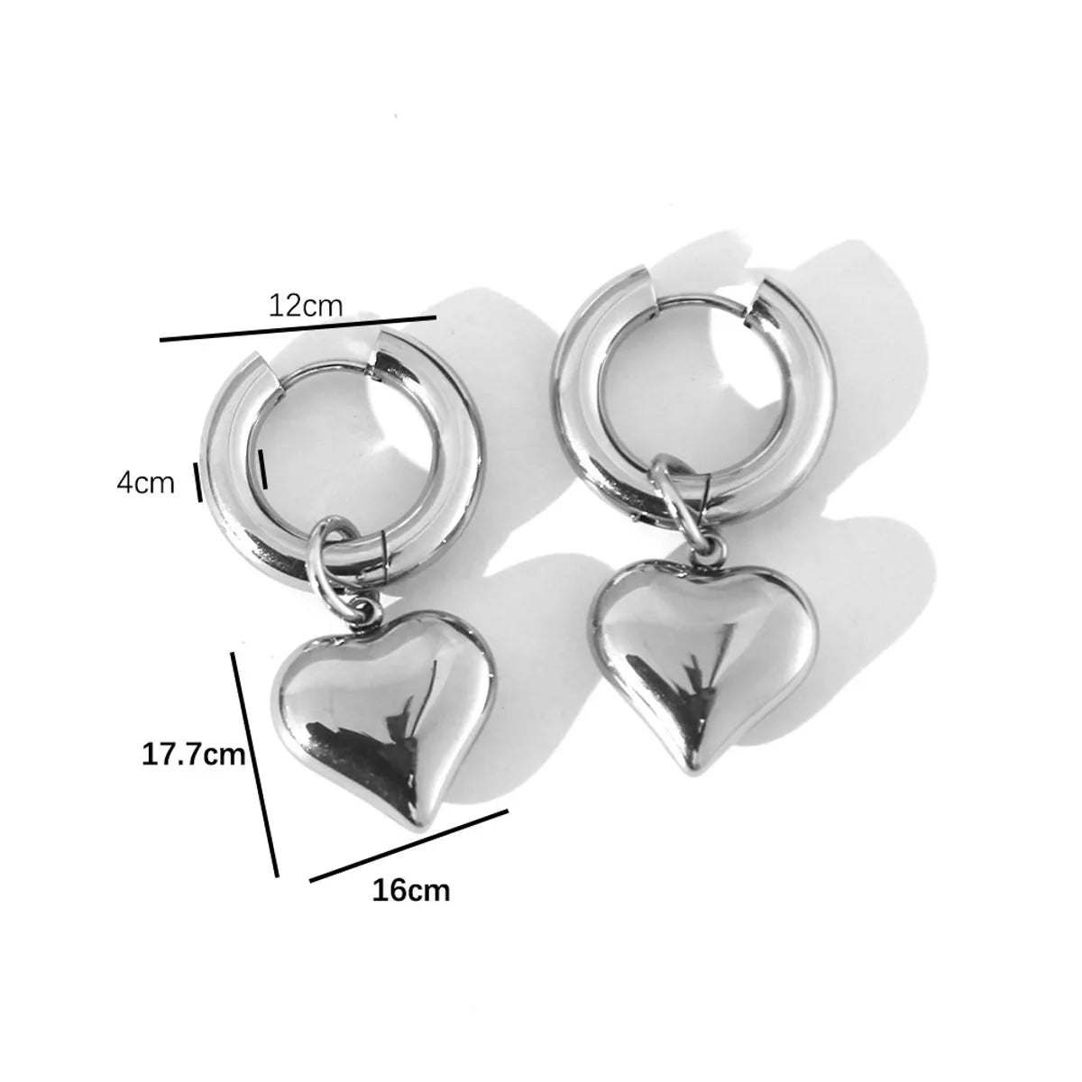 1 Pair Sweet Heart Shape Plating Titanium Steel 18K Gold Plated Drop Earrings