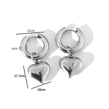 1 Pair Sweet Heart Shape Plating Titanium Steel 18K Gold Plated Drop Earrings