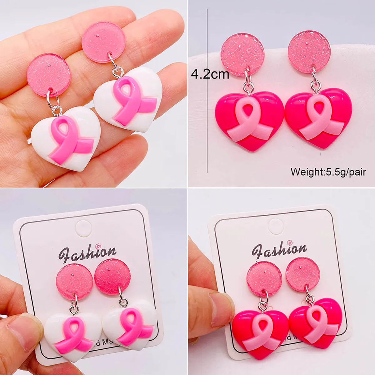 1 Pair Sweet Heart Shape Resin Drop Earrings