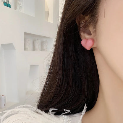 1 Pair Sweet Heart Shape Resin Ear Studs