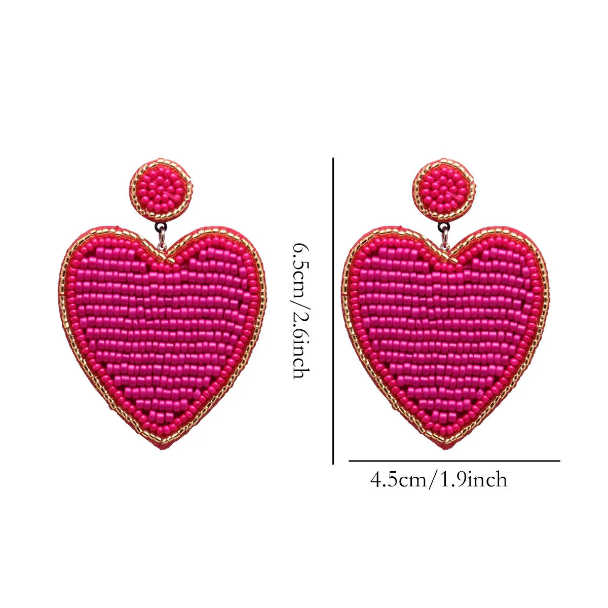 1 Pair Sweet Heart Shape Seed Bead Drop Earrings