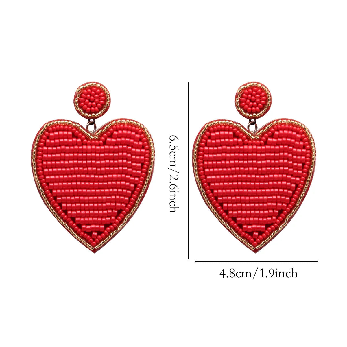 1 Pair Sweet Heart Shape Seed Bead Drop Earrings