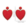 1 Pair Sweet Heart Shape Seed Bead Drop Earrings