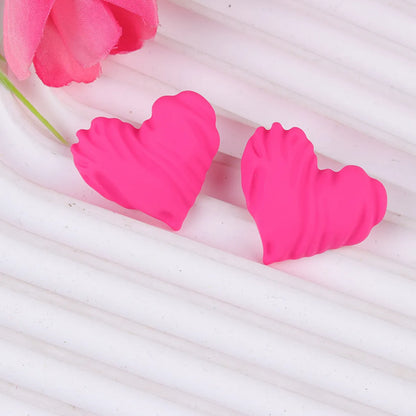 1 Pair Sweet Heart Shape Spray Paint Arylic Ear Studs