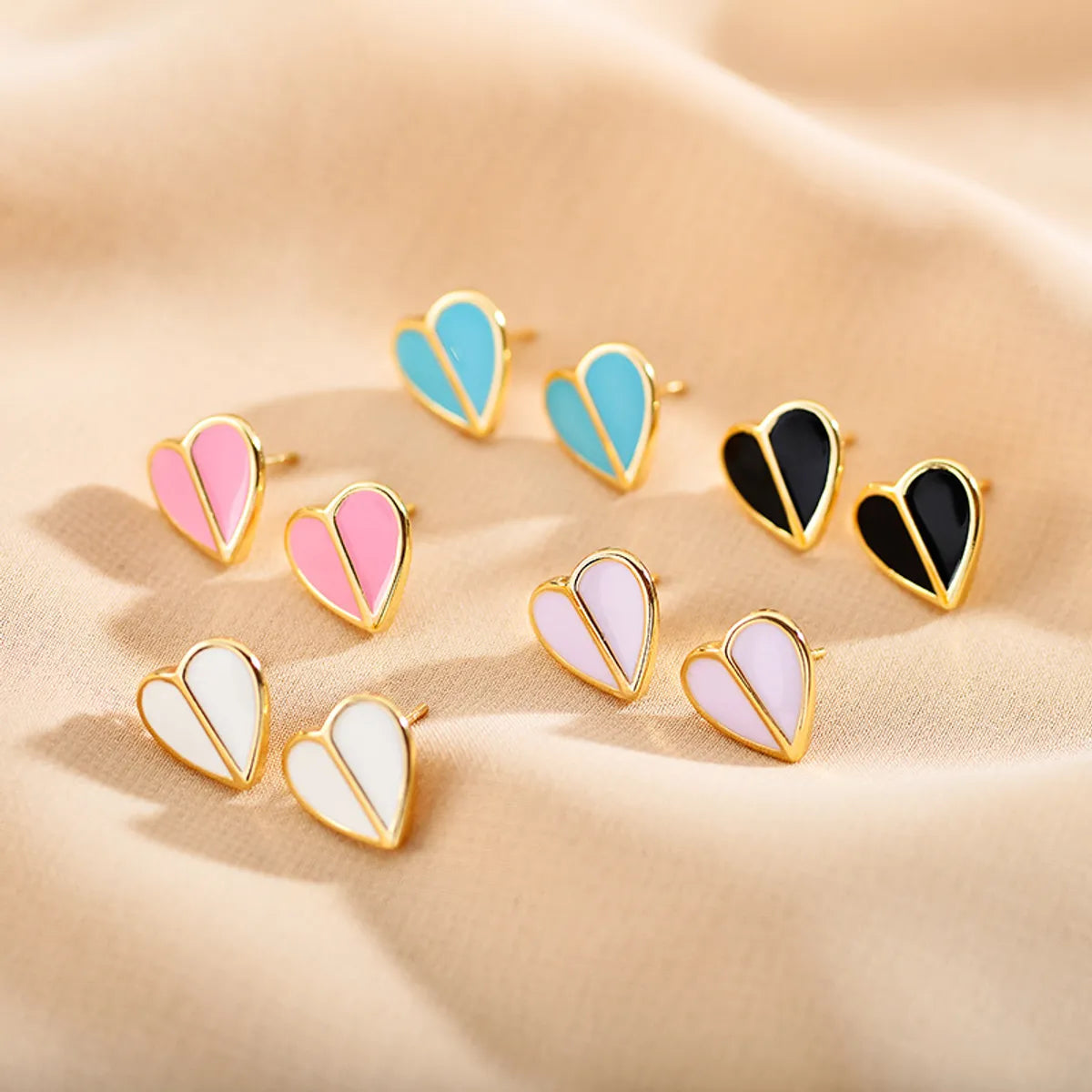 1 Pair Sweet Heart Shape Stainless Steel Plating Gold Plated Ear Studs