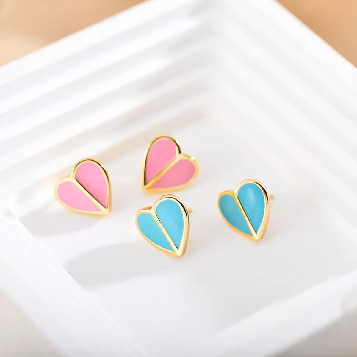 1 Pair Sweet Heart Shape Stainless Steel Plating Gold Plated Ear Studs