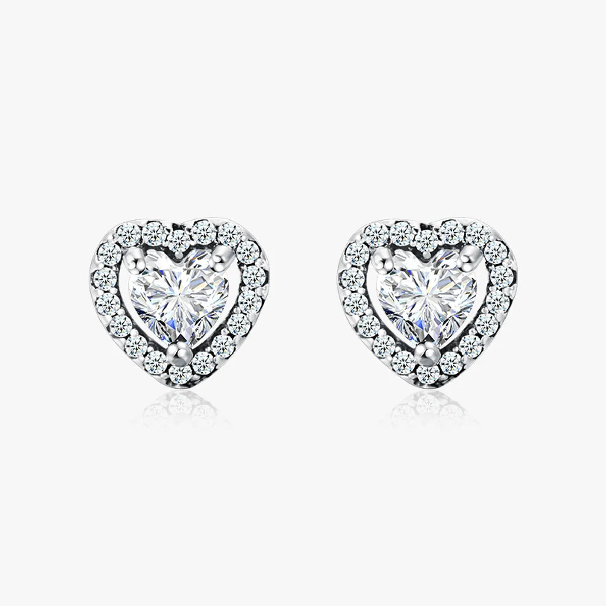 1 Pair Sweet Heart Shape Plating Three-dimensional Inlay Sterling Silver Zircon Ear Studs