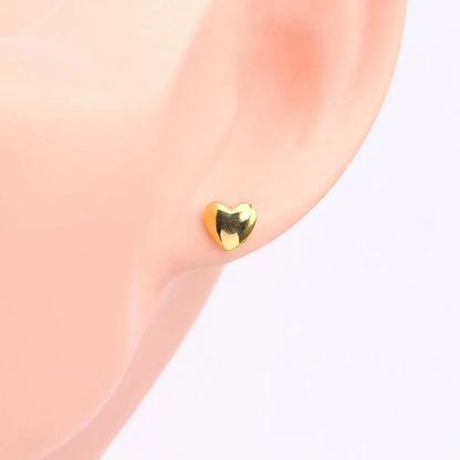 1 Pair Sweet Heart Shape Sterling Silver Plating White Gold Plated Gold Plated Ear Studs