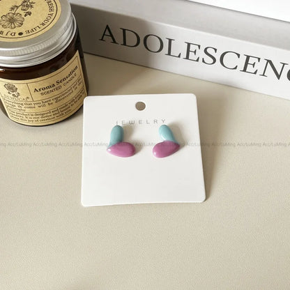 1 Pair Sweet Heart Shape Stoving Varnish Resin Ear Studs