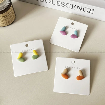 1 Pair Sweet Heart Shape Stoving Varnish Resin Ear Studs