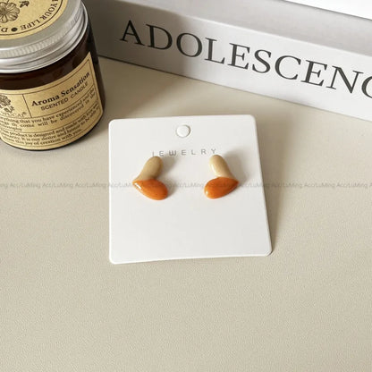 1 Pair Sweet Heart Shape Stoving Varnish Resin Ear Studs