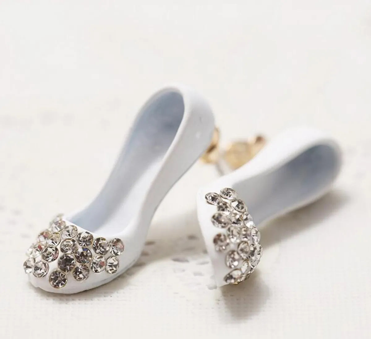 1 Pair Sweet High Heel Inlay Alloy Rhinestones Ear Studs