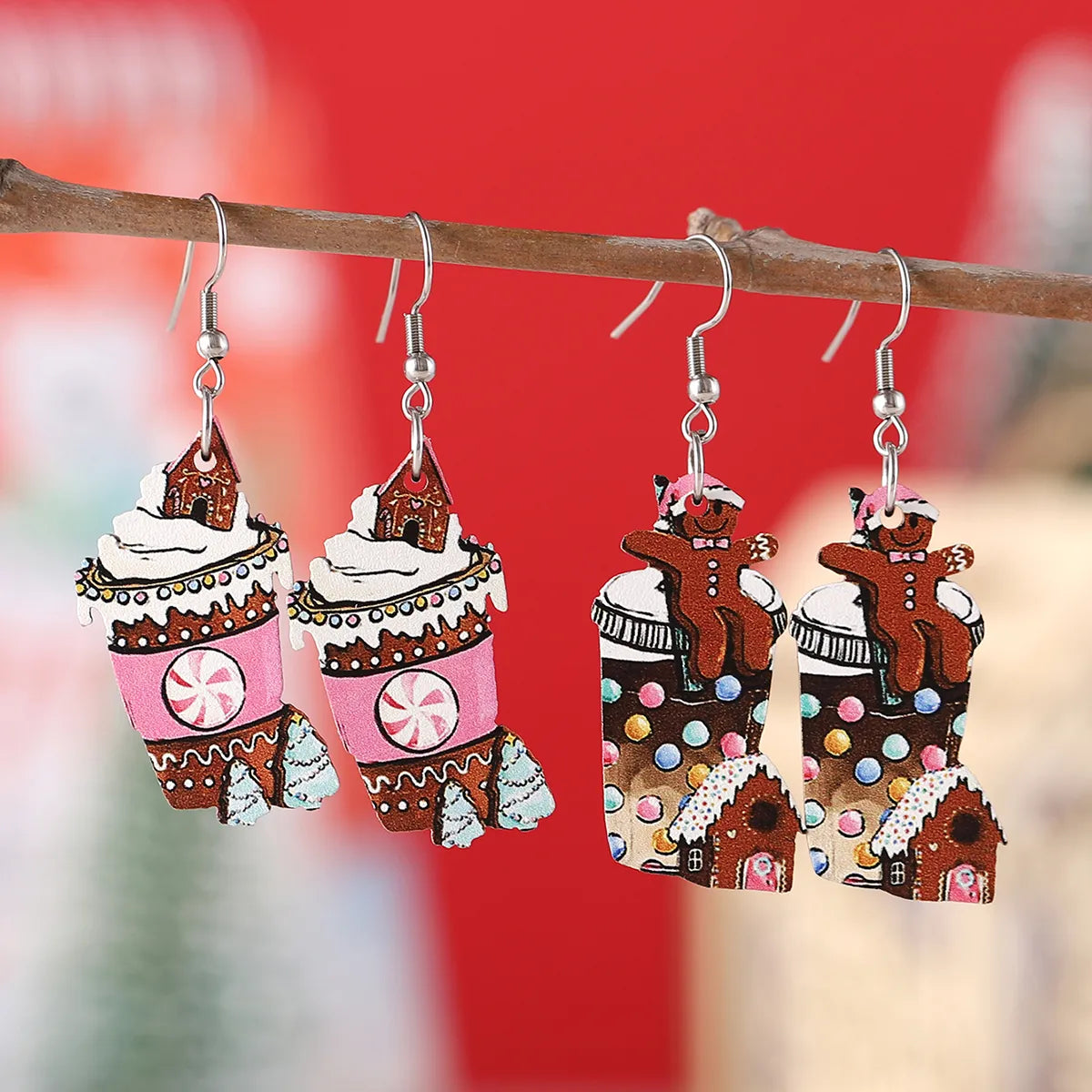 1 Pair Sweet Ice Cream Wood Drop Earrings