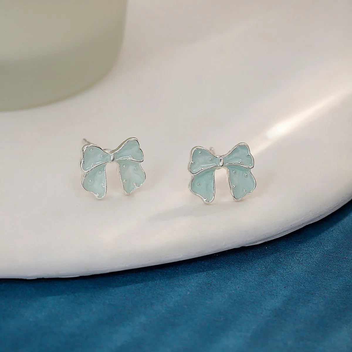 1 Pair Sweet IG Style Bow Knot Enamel Zinc Alloy Ear Studs