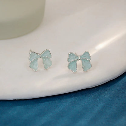 1 Pair Sweet IG Style Bow Knot Enamel Zinc Alloy Ear Studs