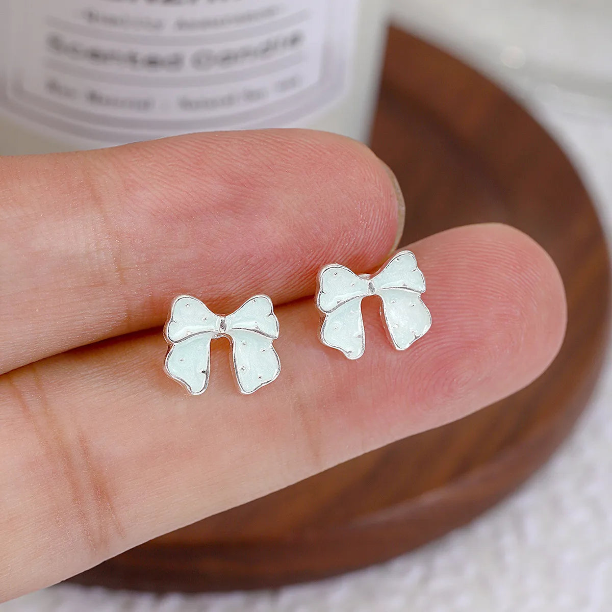 1 Pair Sweet IG Style Bow Knot Enamel Zinc Alloy Ear Studs