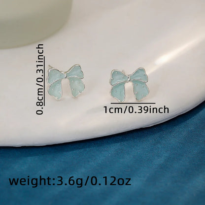 1 Pair Sweet IG Style Bow Knot Enamel Zinc Alloy Ear Studs