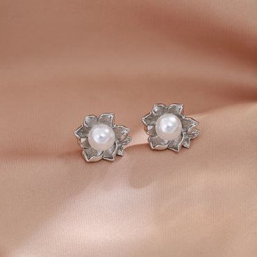 1 Pair Sweet IG Style Flower Inlay Zinc Alloy Pearl Ear Studs