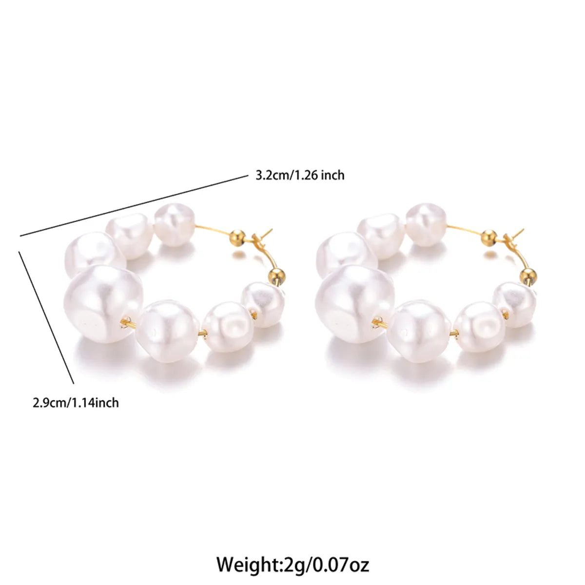 1 Pair Sweet Irregular Beaded Stainless Steel Baroque Pearls 18k Gold Plated Earrings