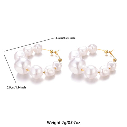 1 Pair Sweet Irregular Beaded Stainless Steel Baroque Pearls 18k Gold Plated Earrings