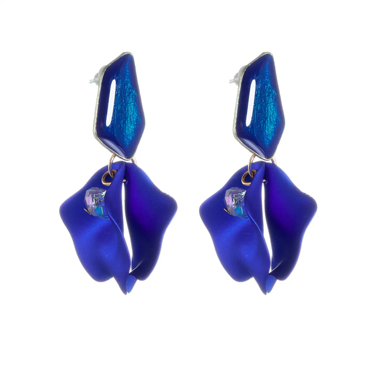 1 Pair Sweet Irregular Petal Enamel Stoving Varnish Alloy Drop Earrings