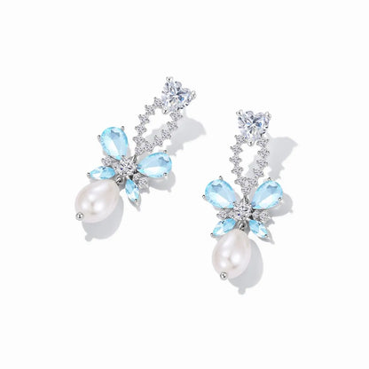 1 Pair Sweet Korean Style Butterfly Inlay Alloy Zircon Drop Earrings