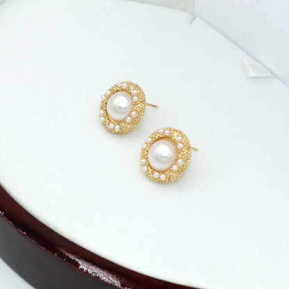 1 Pair Sweet Korean Style Flower Plating Alloy Earrings