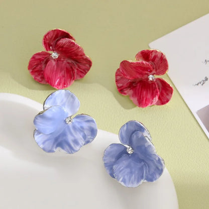 1 Pair Sweet Korean Style Petal Enamel Zinc Alloy Ear Studs