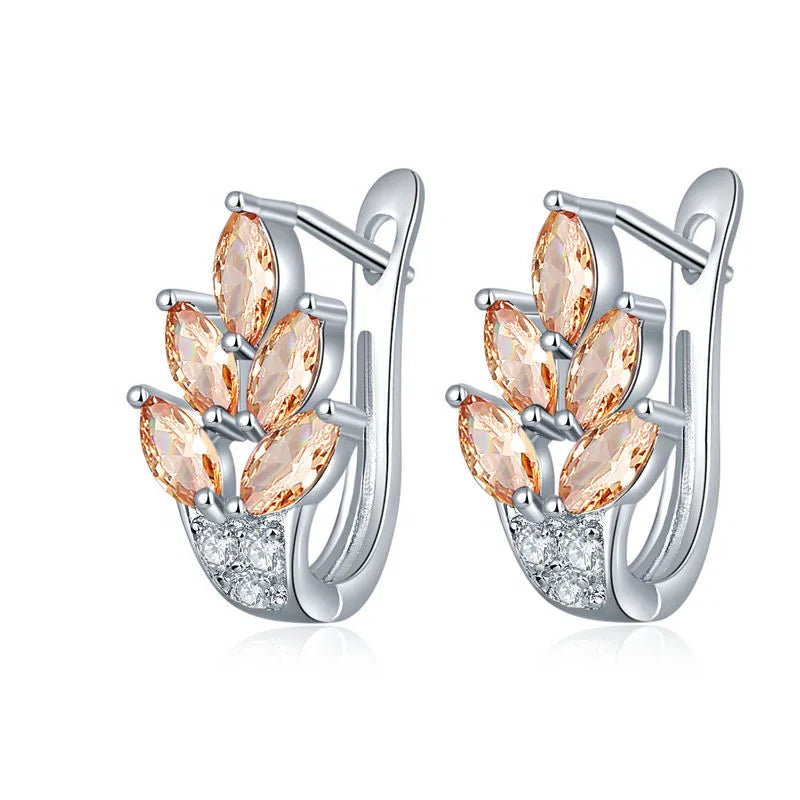 1 Pair Sweet Leaf Plating Inlay Copper Copper White Gold Plated Gold Plated Earrings