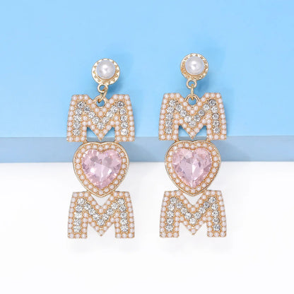 1 Pair Sweet Letter Alloy Drop Earrings