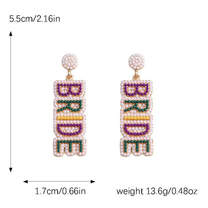 1 Pair Sweet Letter Alloy Seed Bead Huichol Earrings Drop Earrings