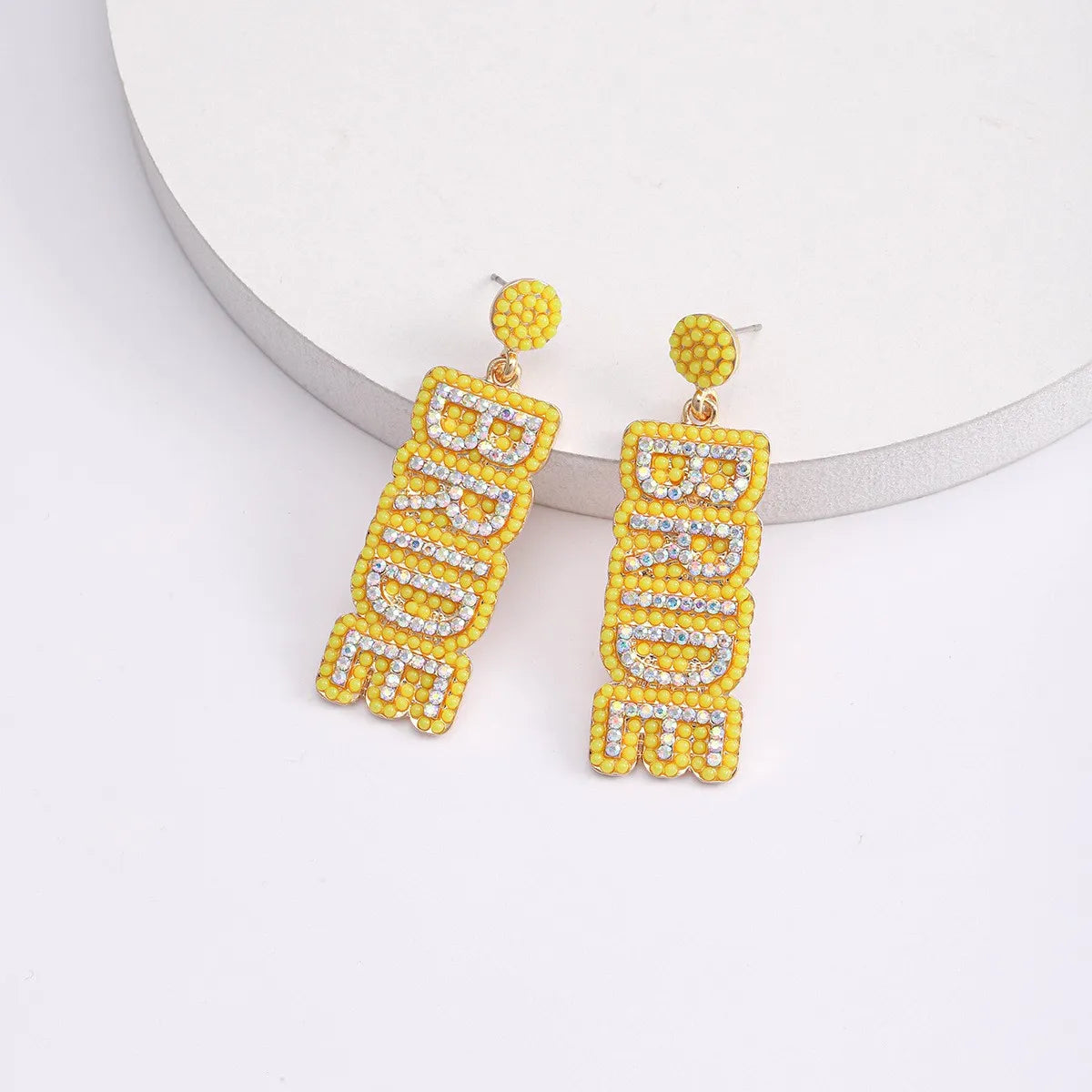 1 Pair Sweet Letter Alloy Seed Bead Huichol Earrings Drop Earrings