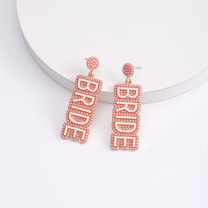 1 Pair Sweet Letter Alloy Seed Bead Huichol Earrings Drop Earrings