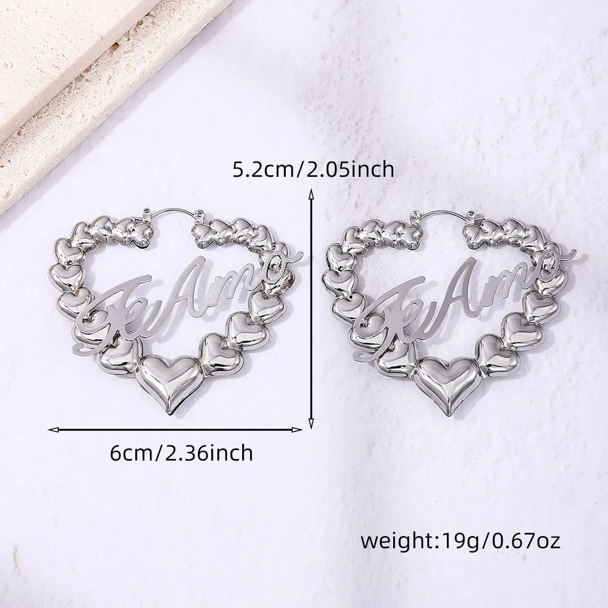 1 Pair Sweet Letter Heart Shape Alloy Hoop Earrings