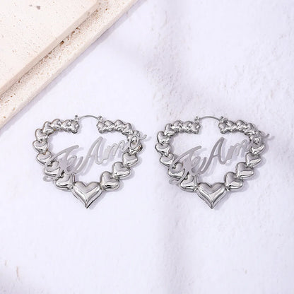 1 Pair Sweet Letter Heart Shape Alloy Hoop Earrings