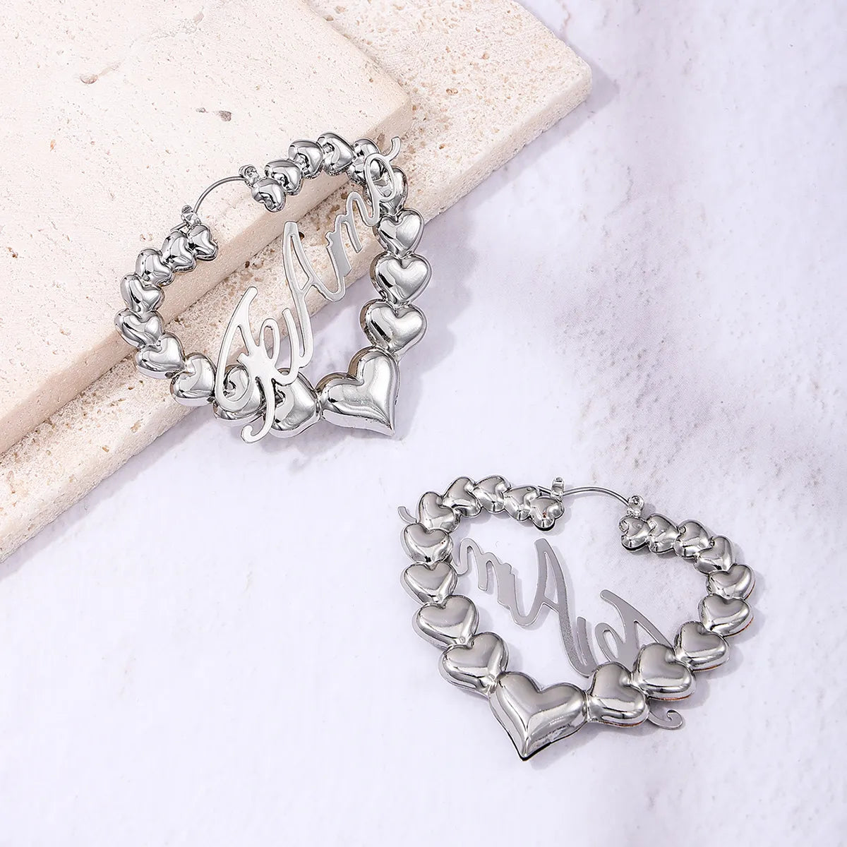 1 Pair Sweet Letter Heart Shape Alloy Hoop Earrings