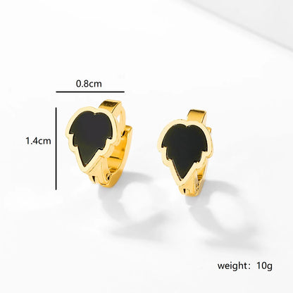 1 Pair Sweet Maple Leaf Heart Shape Butterfly Stainless Steel Plating Inlay Shell Gold Plated Hoop Earrings