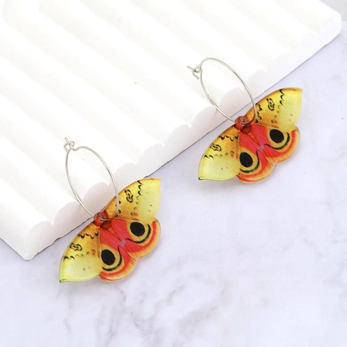 1 Pair Sweet Multicolor Butterfly Arylic Drop Earrings