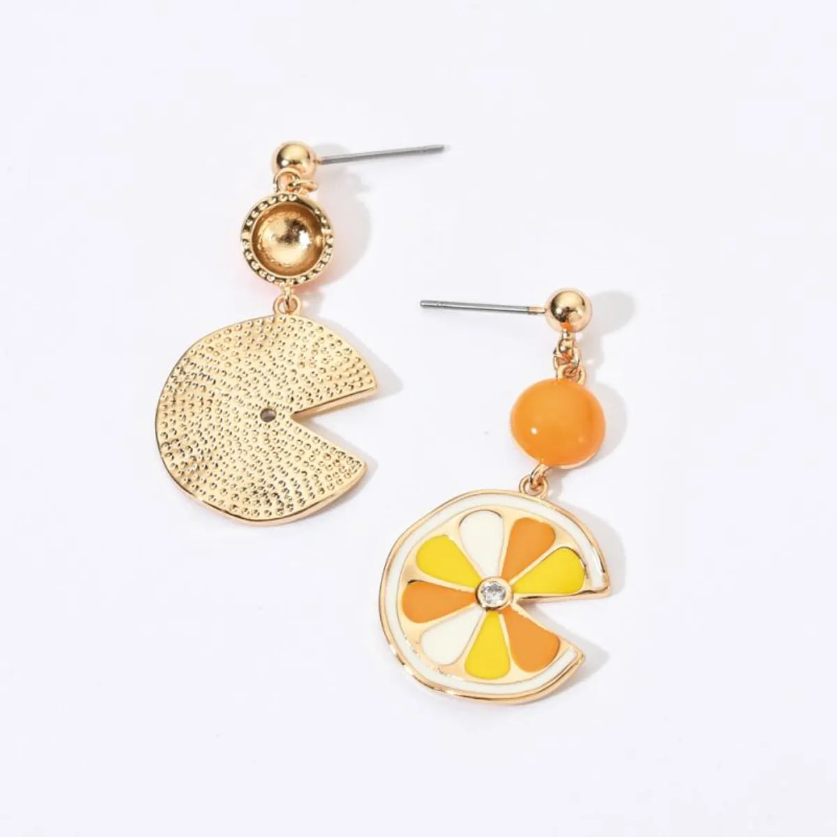 1 Pair Sweet Orange Enamel Plating Inlay Copper Zircon 18k Gold Plated Drop Earrings