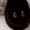 1 Pair Sweet Oval Sterling Silver Plating Inlay Artificial Gemstones Ear Studs