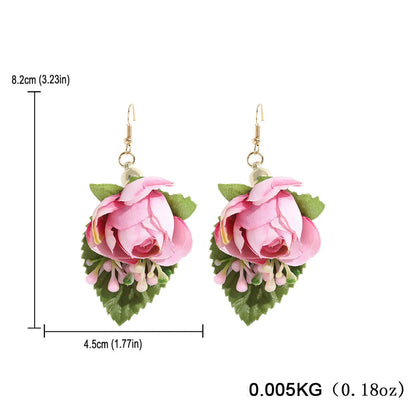 1 Pair Sweet Pastoral Flower Drop Earrings