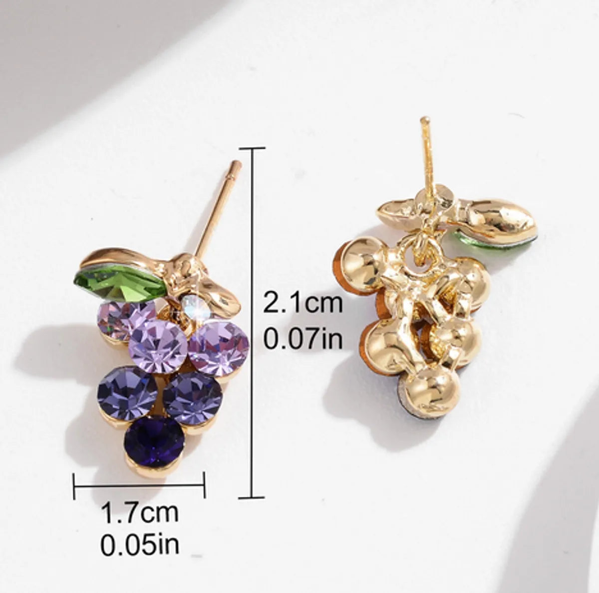 1 Pair Sweet Pastoral Grape Inlay Alloy Rhinestones 18K Gold Plated Drop Earrings