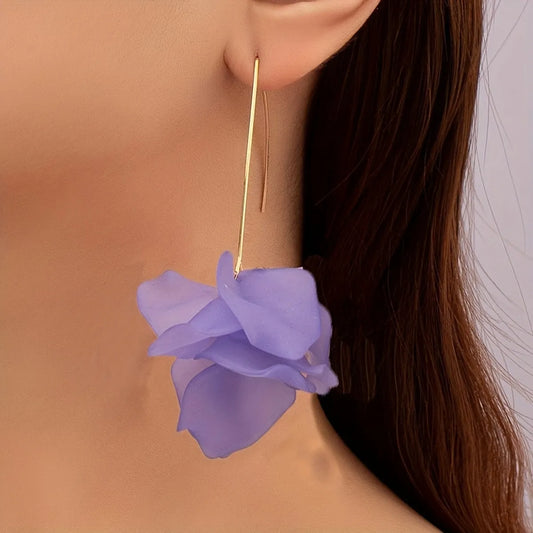 1 Pair Sweet Pastoral Petal Arylic Drop Earrings