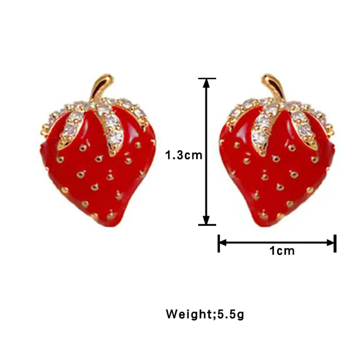 1 Pair Sweet Pastoral Simple Style Strawberry Enamel Inlay Alloy Rhinestones Gold Plated Ear Studs